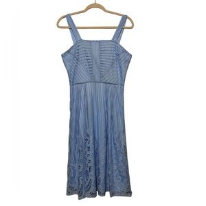 Francesca’s NWT Blue Lace Fit Flare Pinafore Dress‎ Medium Waster Spring Cottage